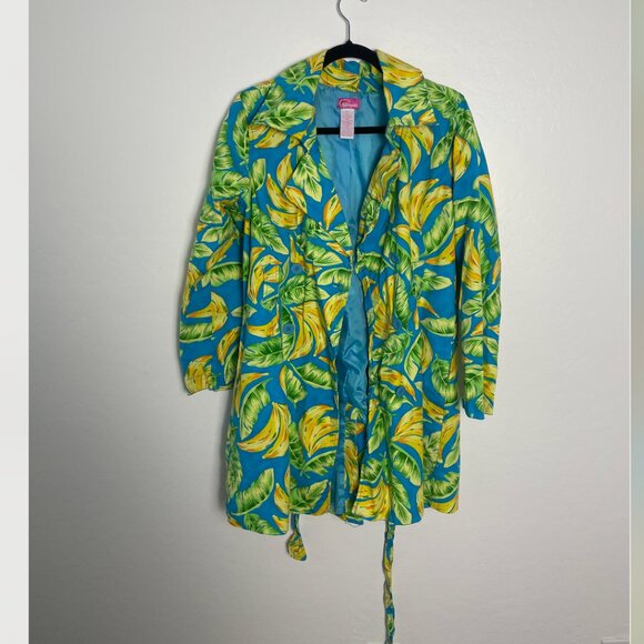 ⭐️Banana Fruit Trench Coat Hipster Boho Beach Bohemian Artsy Snack Hippie Jacket - Picture 2 of 5